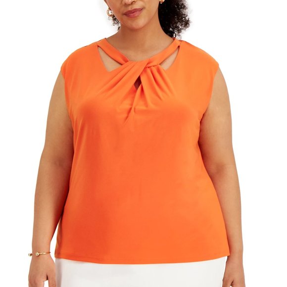 Kasper Tops - Kasper Plus Size Criss-Cross-Neck Top NWT